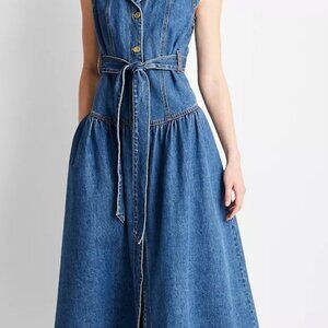 Women's Sleeveless Denim Button-Front Midi Dress - Future Collective™ with Jenee